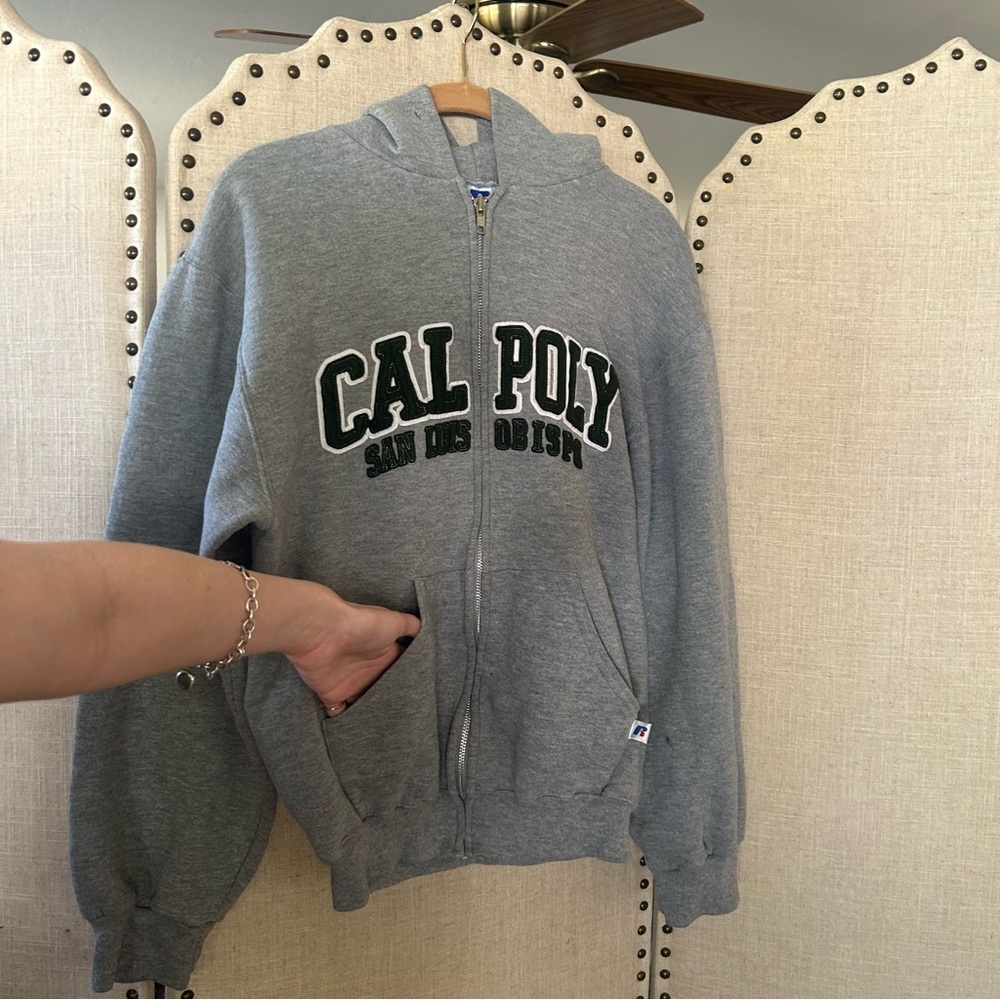 Cal Poly Gray Zip Up Hoodie - Picture 2 of 16